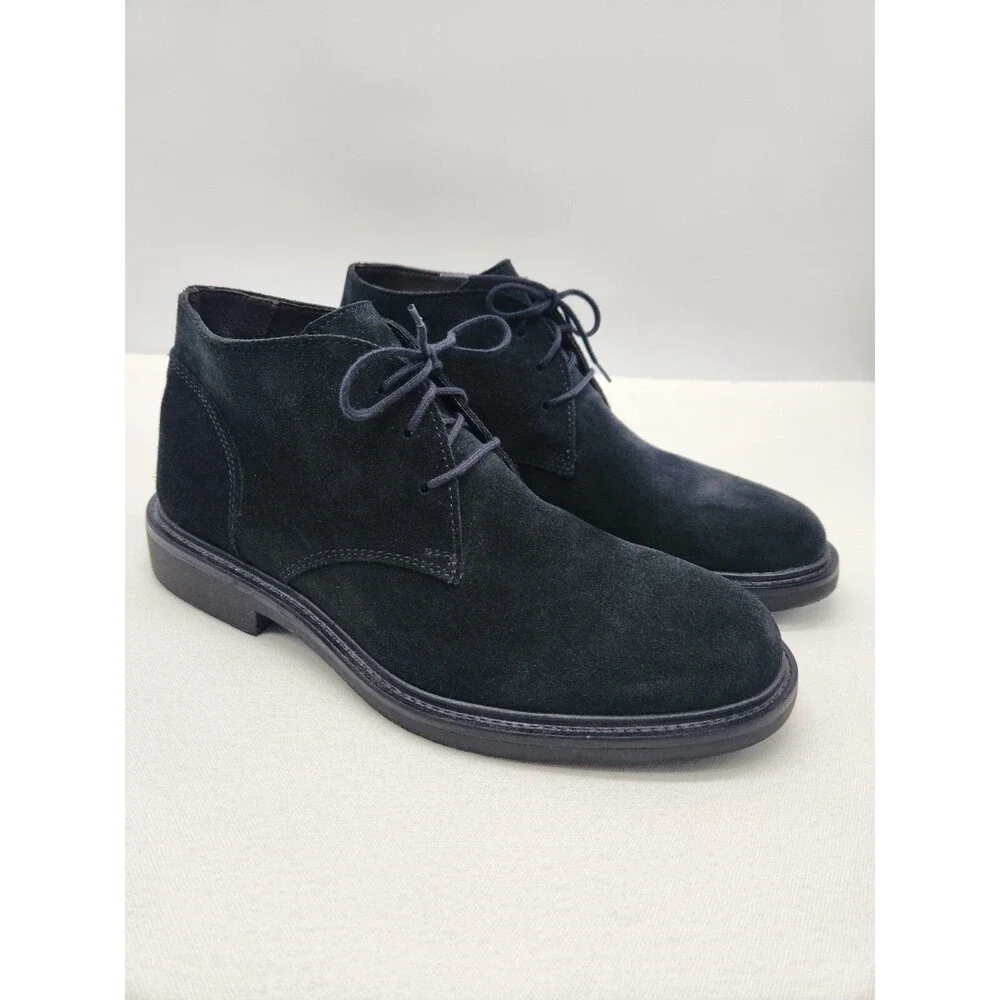 Valleverde Size 39 Black Boots Suede Men Chukka Ankle Leather Italy